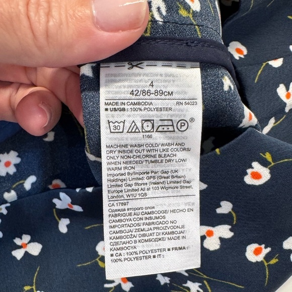 Banana Republic Navy Blue Floral Dress Size 4 - Picture 9 of 13
